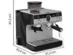 Cafetera Espresso Krups Precision XP801T – Molinillo Integrado, 30 Ajustes, 15 Bares, 1500W, Thermoblock, Depósito 3.5L, Inox - Imagen 2