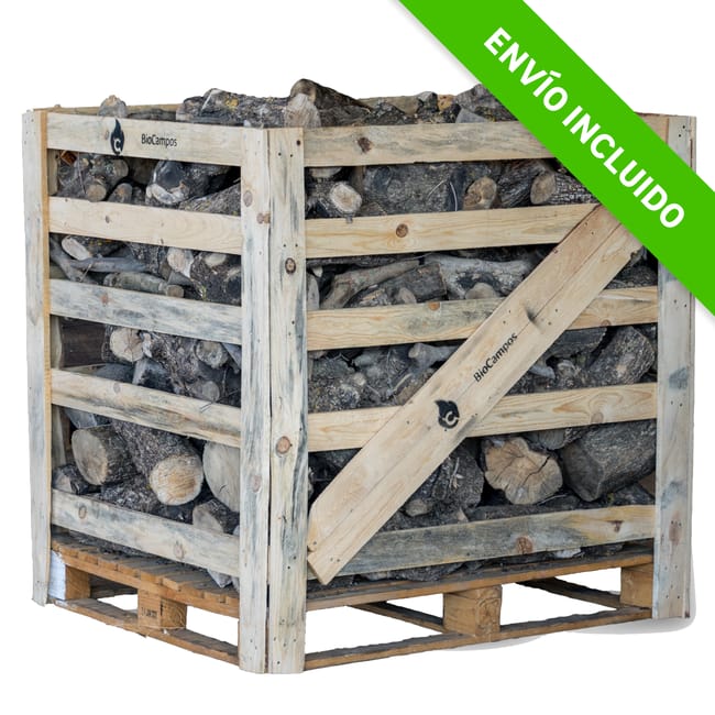 RTYE46E466R Palet de Leña de Olivo MADERAS CAMPOS – 650 kg (madera natural, palet retráctil, España) - Imagen 1